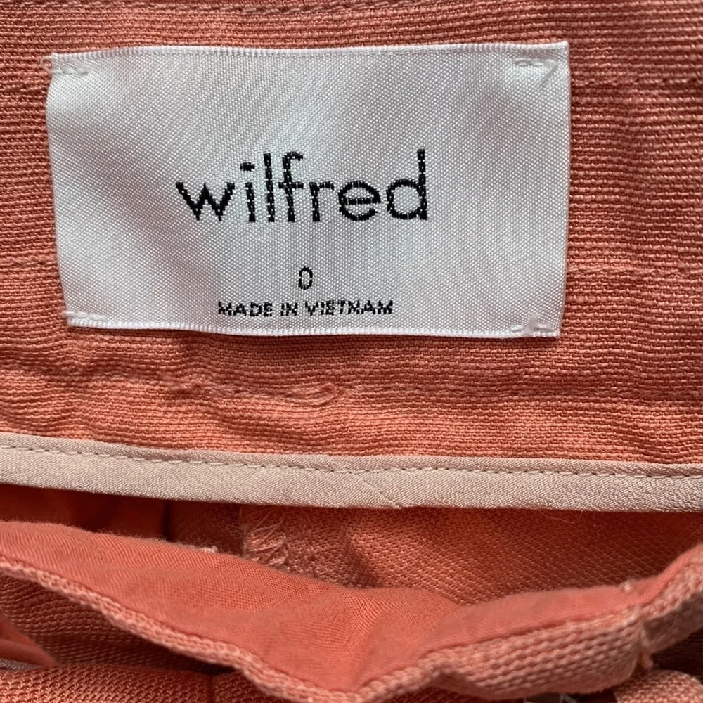 Aritizia Wilfred Linen Coral Trouser Tailored Cuffed Hi-Rise Pants sz 0